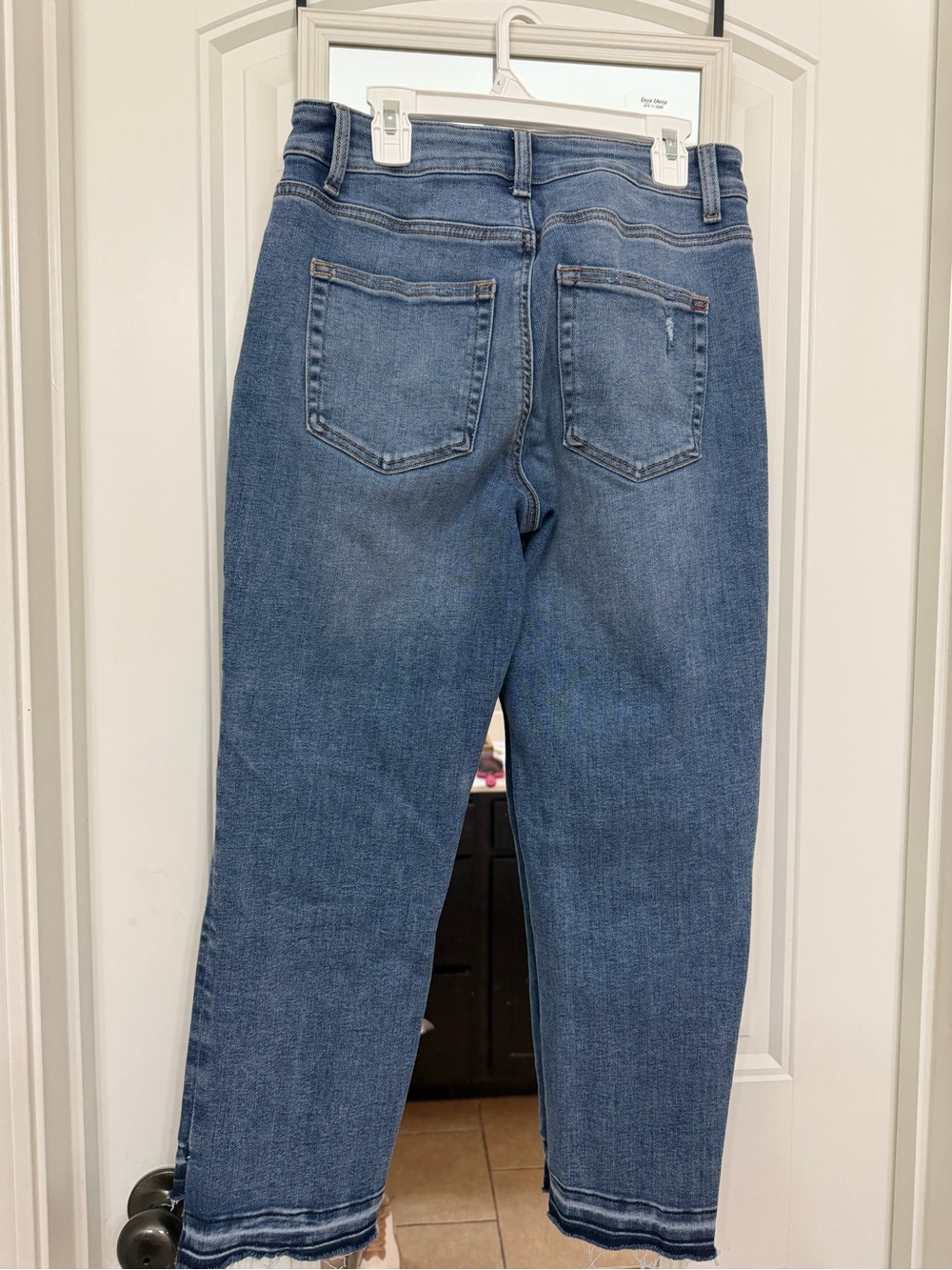 Cropped Distressed Women's Jeans in Medium Blue - Picture 2 of 4